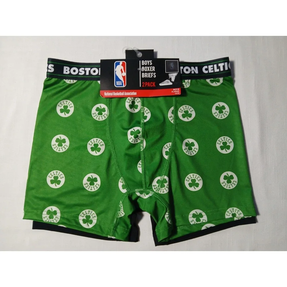 NBA Boston Celtics Boys Boxer Briefs 2-Pack Size XL 18/20 Green Underwear New